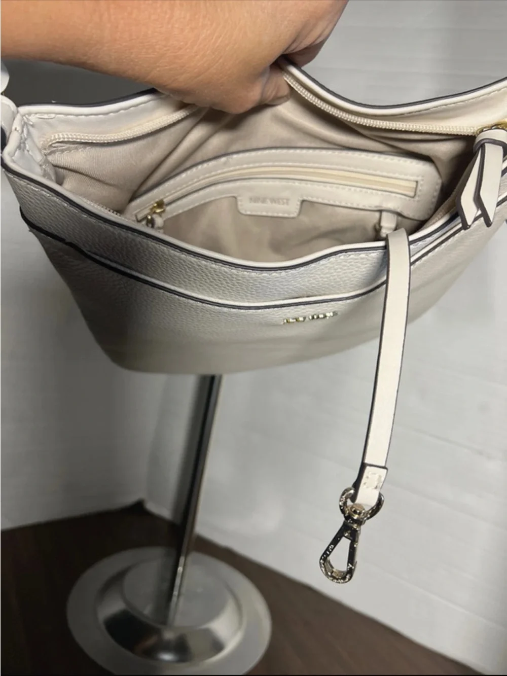 Nine West Cream Crossbody Shoulder Bag with Adjustable Strap